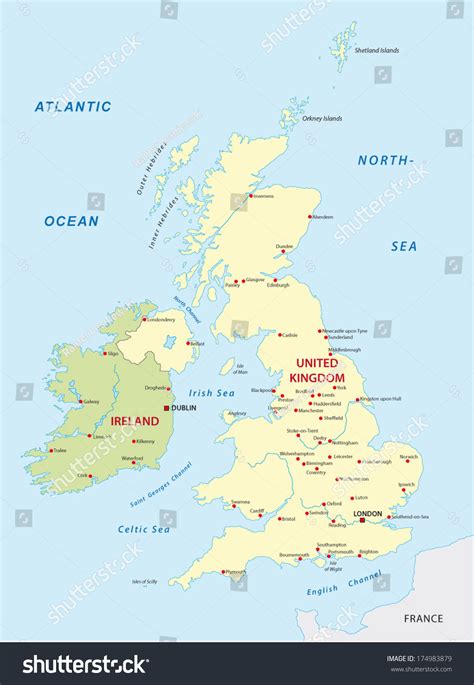 United Kingdom Ireland Map Stock Vector Illustration 174983879