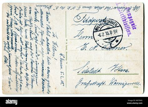Retour de la vieille carte postale allemande de la première guerre