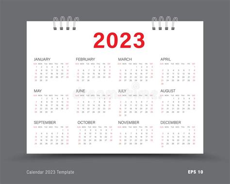 Calendar 2023 Template Vector 12 Months Yearly Calendar Set In 2021