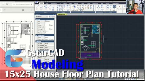 Gstarcad 15x25 House Floor Plan Tutorial For Beginner Youtube