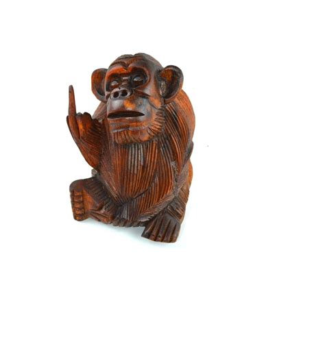 6 Inch Rude Monkey Flipping The Bird Middle Finger Wooden Etsy