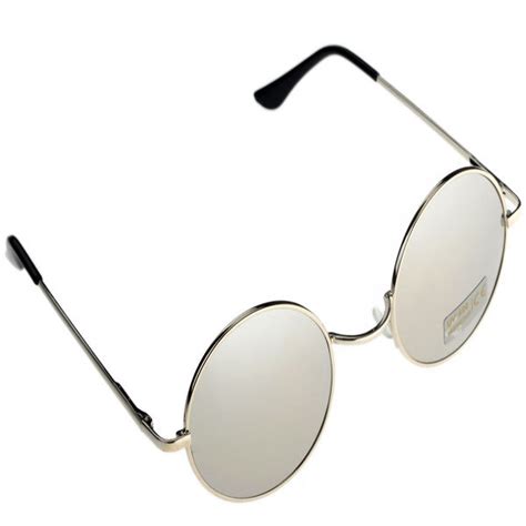 Small Round Sunglasses Mirror Lenses In Silver
