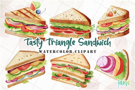 Tasty Triangle Sandwich Watercolor Sublimation Clipart