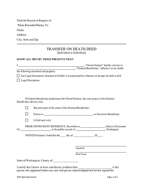 Free Printable Transfer On Death Deed Form Illinois Printable Forms