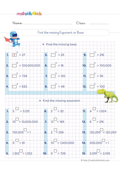 6th Grade Exponents And Square Roots Worksheets Free And Printable