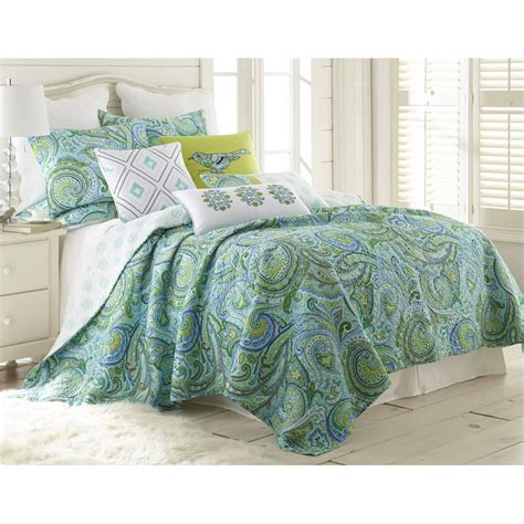 Levtex Home Spruce Teal Quilt Set King Quilt Two King Pillow Shams