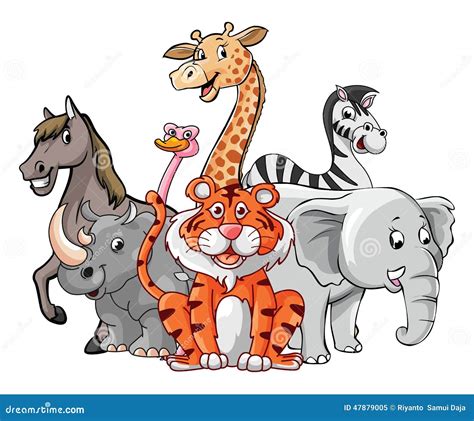 Wild Animal Group Pose Stock Vector Illustration Of Group 47879005