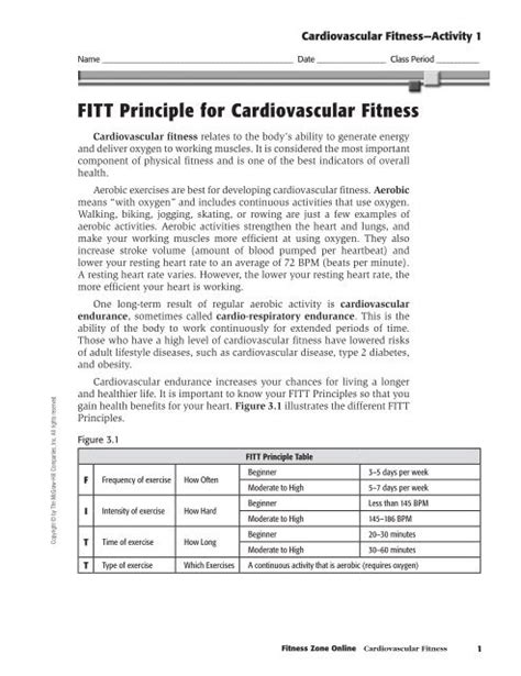 Muscular Endurance Fitt Principle Workout Plan Example Pdf