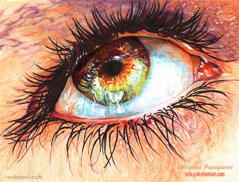 Eye Hyper Realistic Color Pencil Drawing By Christina Papagianni 16