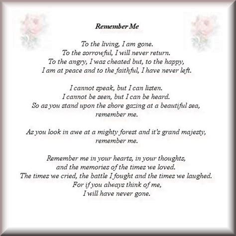 Remember Me Poems