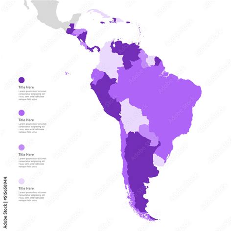 Naklejka Latin America Map Infographic Heat Map Vector Map Countries