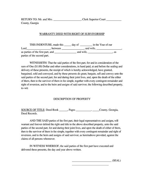 Joint Tenancy Deed With Right Of Survivorship Example Fill Out And Sign