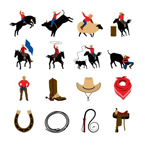 Rodeo Flat Color Icons Vector Art At Vecteezy