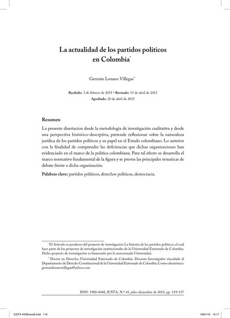 PDF La actualidad de los partidos políticos en Colombia