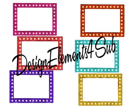 Digital File Set Of 6 Frame Marquee Lights Borders With Lights Etsy