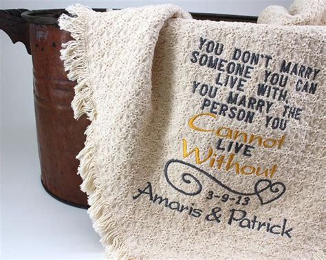 2nd Anniversary Cotton Gift Personalized Embroidered Throws Etsy