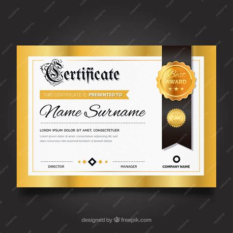 Free Vector Certificate Template With Golden Color