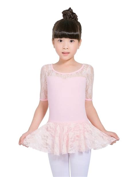 Girls Lace Short Sleeve Leotards Tutu Skirt Dress For Children Teen