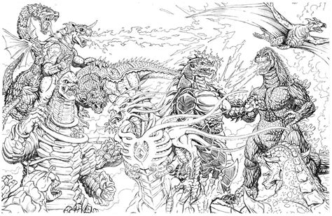 King ghidorah lies on the bottom of the ocean. Kaiju Battle: SATURDAY SHOWCASE : Cool Kaiju Sketch Art