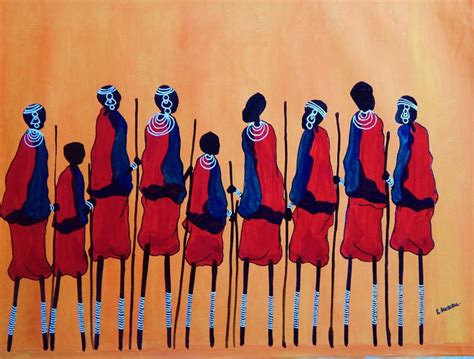 Masai Tribe Kenya Richard Mubiru Paintings And Prints Ethnic