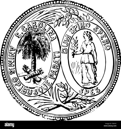 Engraving Of The State Seal Of South Carolina Hi Res Stock Photography