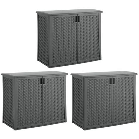 Suncast Lockable Outdoor Cabinet Deck Storage Box W Adjustable Shelf