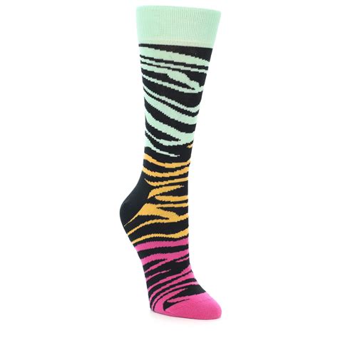 Black Multi Color Zebra Womens Dress Socks Boldsocks
