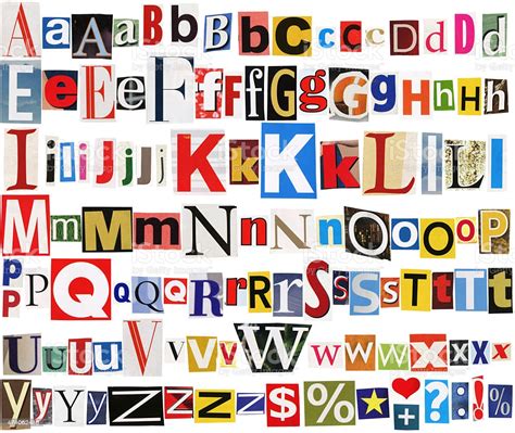 An alphabet is a standardized set of basic written symbols or graphemes (called letters) that represent the phonemes of certain spoken languages. Colorful Newspaper Alphabet Stock Photo - Download Image Now - iStock