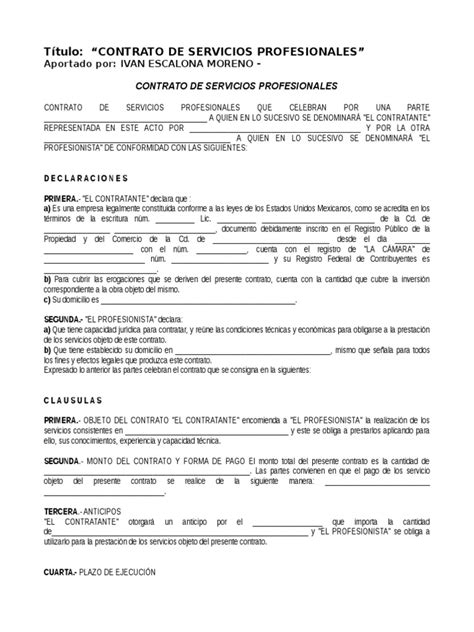 Contrato De Servicios Profesionales D97