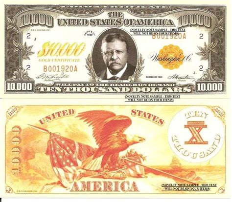 Roosevelt Gold Certificate 10000 Dollar Bills X 4 United States