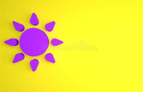 Purple Sun Icon Isolated On Yellow Background Minimalism Concept Stock