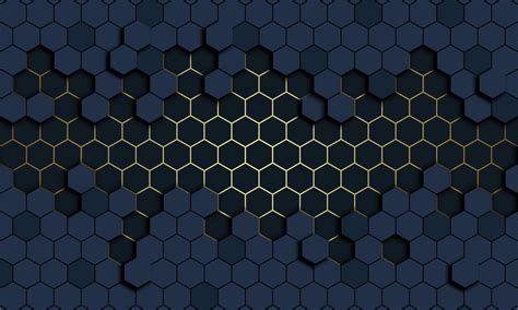 3d Abstract Honeycomb With Golden Lines And Shadow 6543740 Vector Art
