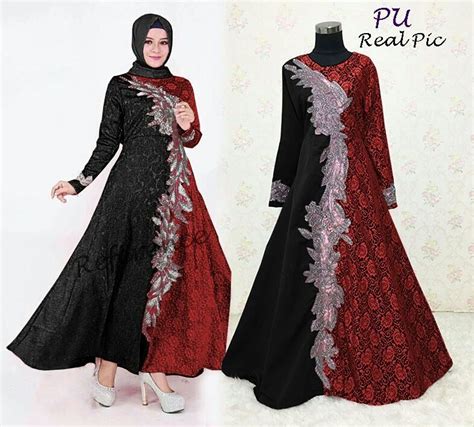 Gamis Merah Maroon Kombinasi Hitam Hijab Jilbab Gallery