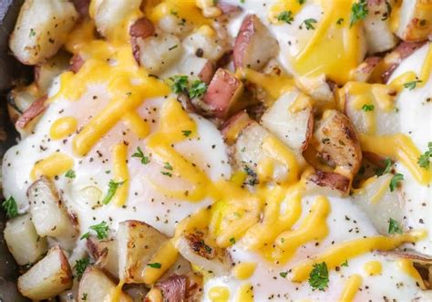 The Delicious Recipes Baked Cheddar Eggs And Potatoes