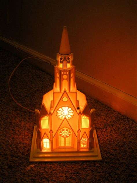 Illuminated Music Box Church Plays Silent Night Windows