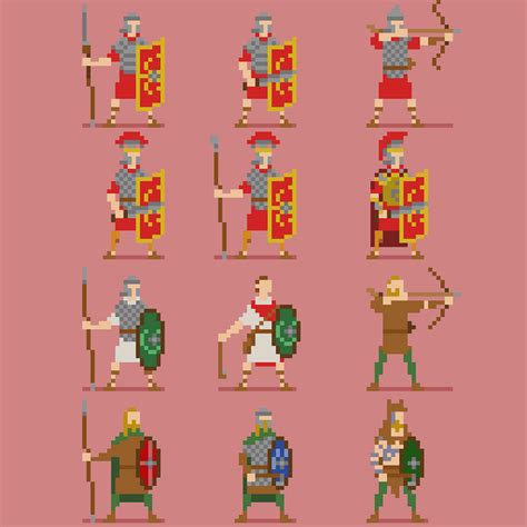 Roman And Barbarian Roguelike Characters 32x32 By Jere Sikstus