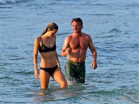 Sean Penn Shirtless Mystery Woman Kissing Hawaii
