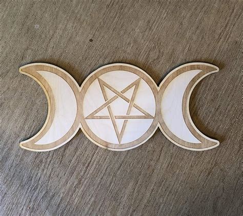Triple Moon Pentagram Crystal Grid Handmade