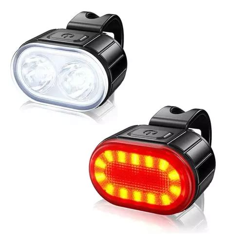 Kit Farol E Lanterna Traseira Bike Led Recarreg Vel Usb