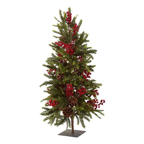 Shop Nearly Natural 3 Ft Winterberry Artificial Christmas Tree With At