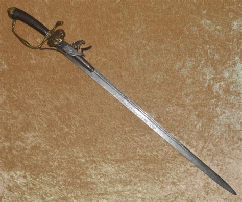 ﻿german Combination Hunting Swordflintlock Pistol Ca 1760 Antique