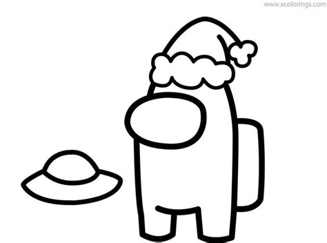 Among us ghost coloring page: Among Us Coloring Pages Alien with Santa Hat. | Coloring ...