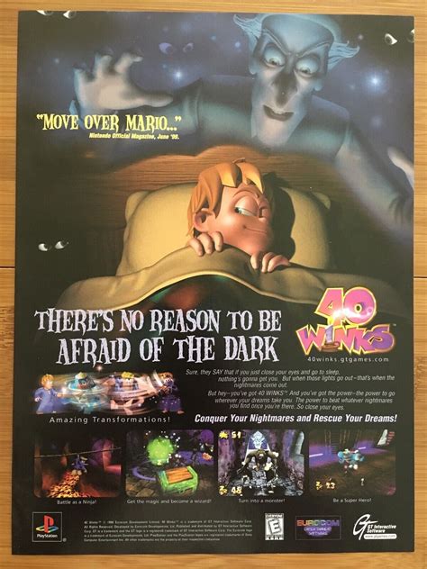 40 Winks Ps1 Psx Playstation 1 N64 Nintendo 64 1990s Vintage Poster Ad