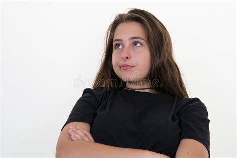 Beautiful Young Woman Portrait Arms Crossed Pretty Cute Girl With Long