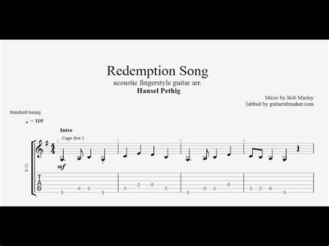 Bob marley redemption song easy guitar tab. Redemption Song TAB - fingerstyle guitar tab (PDF + Guitar ...