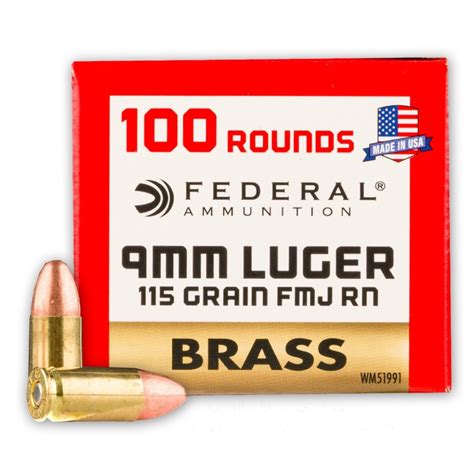9mm 115 Grain Fmj Rn Federal Champion Brass 500 Rounds Ammo