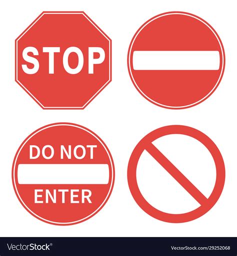 Stop No Entry Road Sign Icon Shape Set Traffic Pr Vector Image