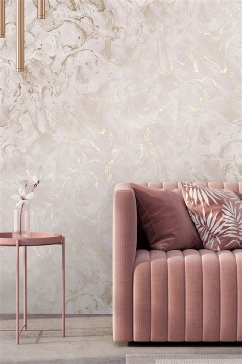 Love Wallpaper House Of Alice Onyx Marble Metallic Wallpaper In Pink