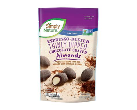 Simply Nature Cocoa Or Espresso Dusted Thinly Dipped Almonds Aldi Us