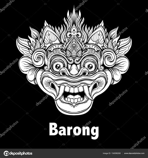 Barong Traditional Ritual Balinese Mask Vector Decorative Orna Stock